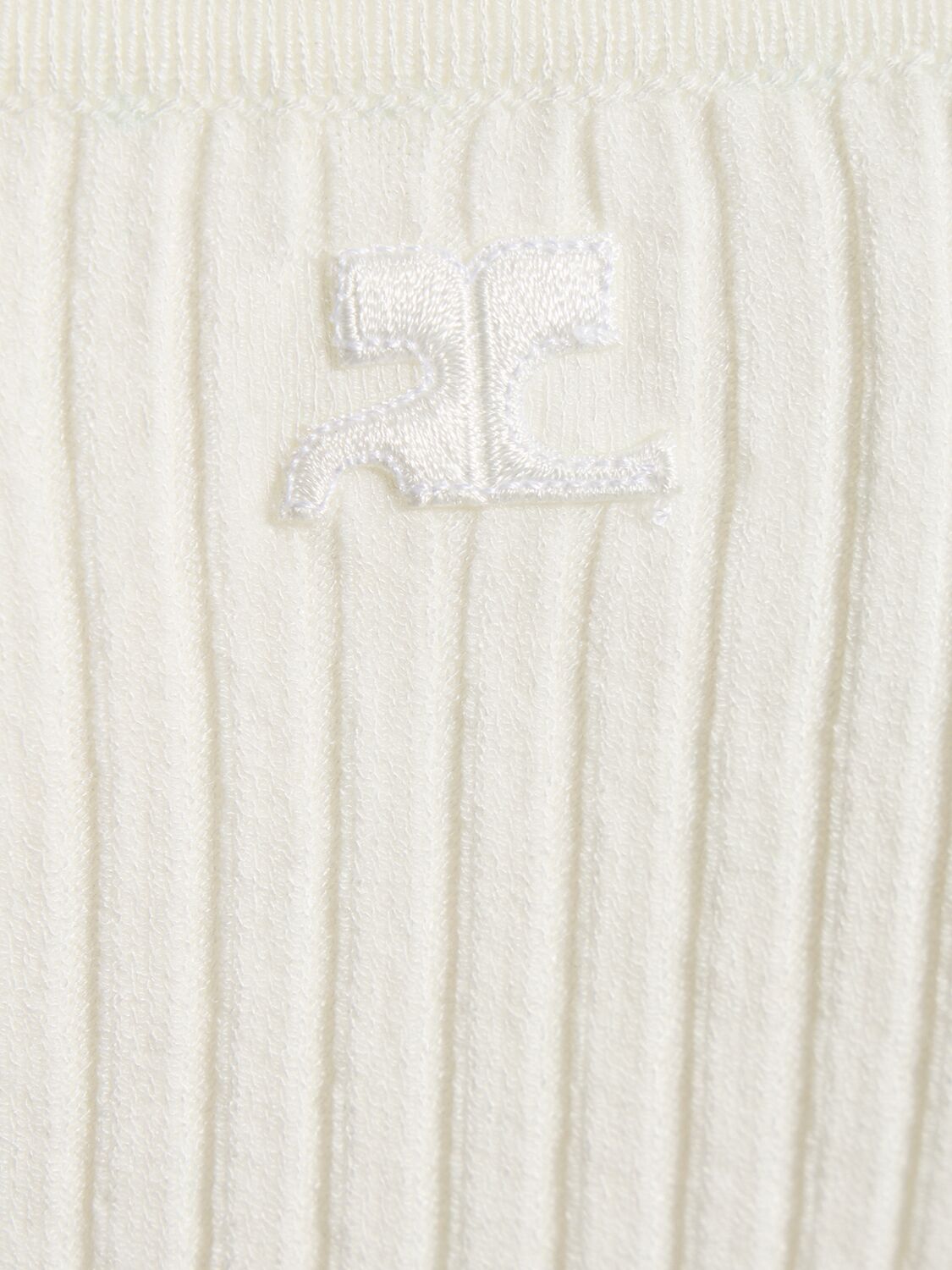 Shop Courrèges Strap Rib Knit Viscose Blend Tank Top In White