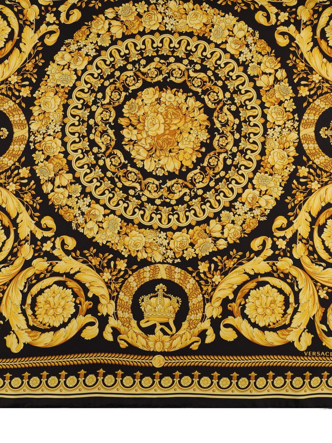 Shop Versace Printed Silk Scarf In Black,gold