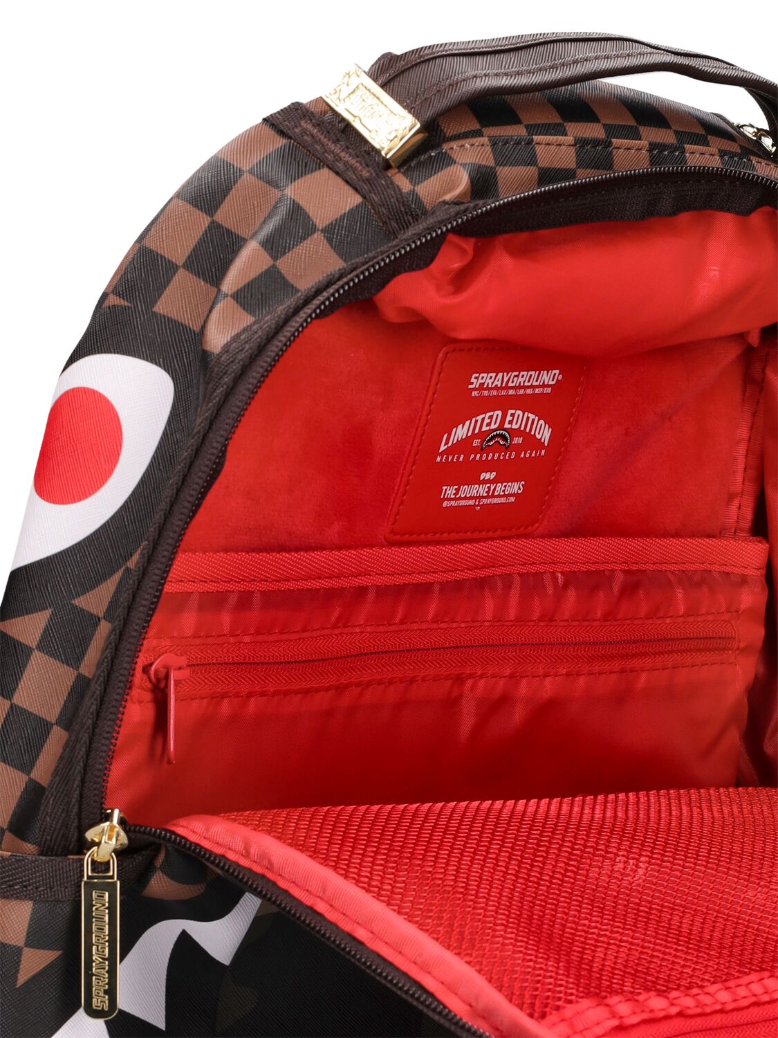 Sprayground Printed gold canvas backpack - ShopStyle