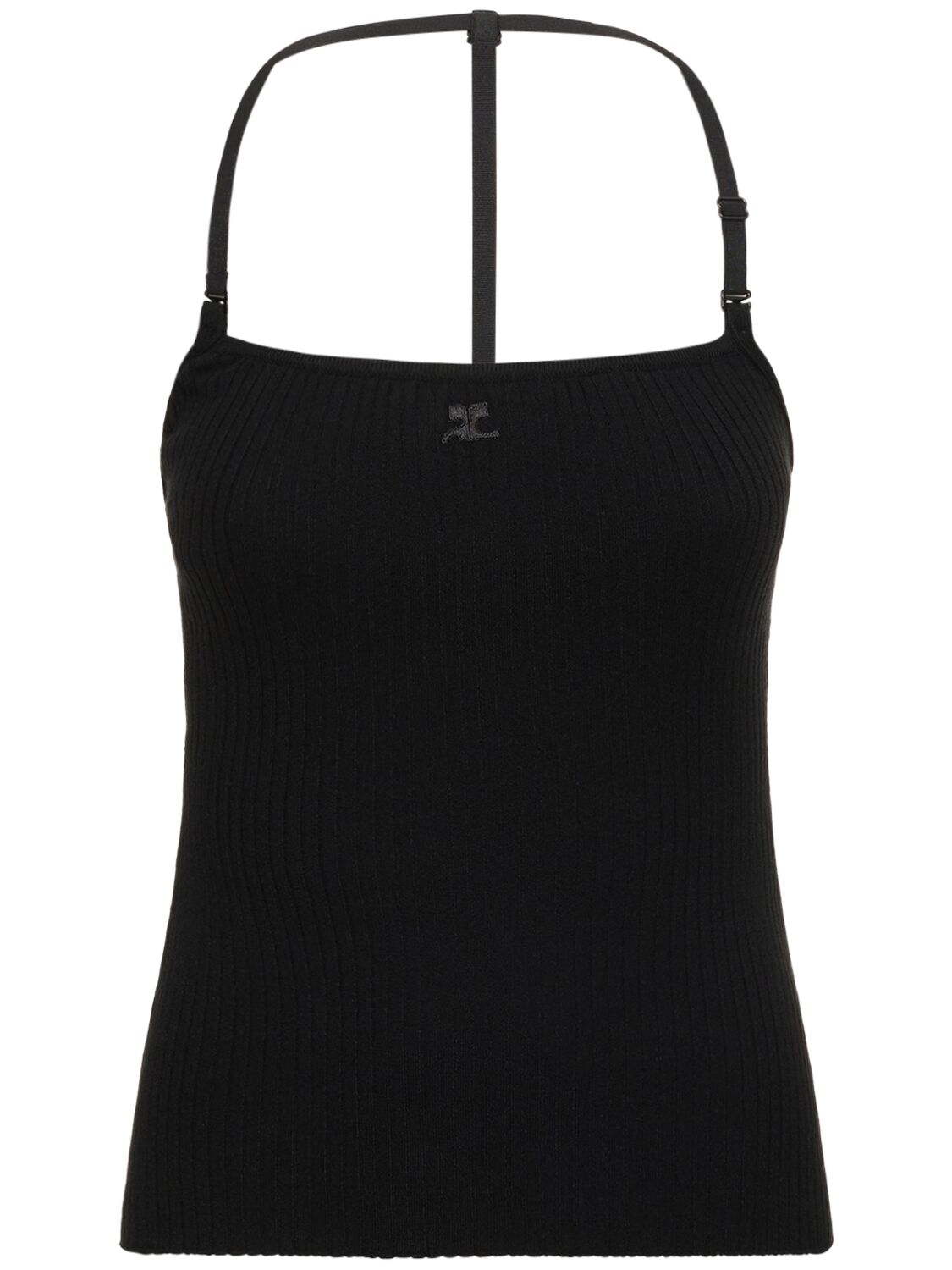 Strap Rib Knit Viscose Blend Tank Top