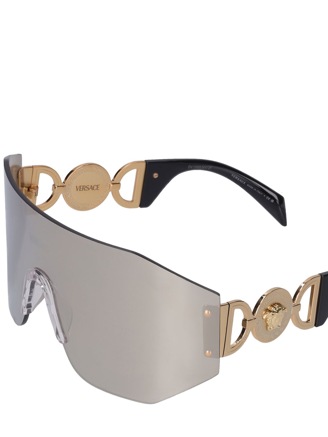 Shop Versace Medusa Coin Mask Metal Sunglasses In Multi,silver