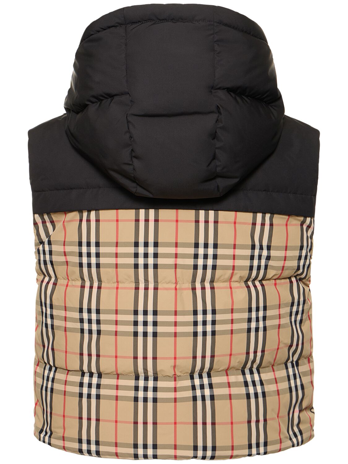 Shop Burberry Coles Check Print Hooded Padded Vest In Archive Beige