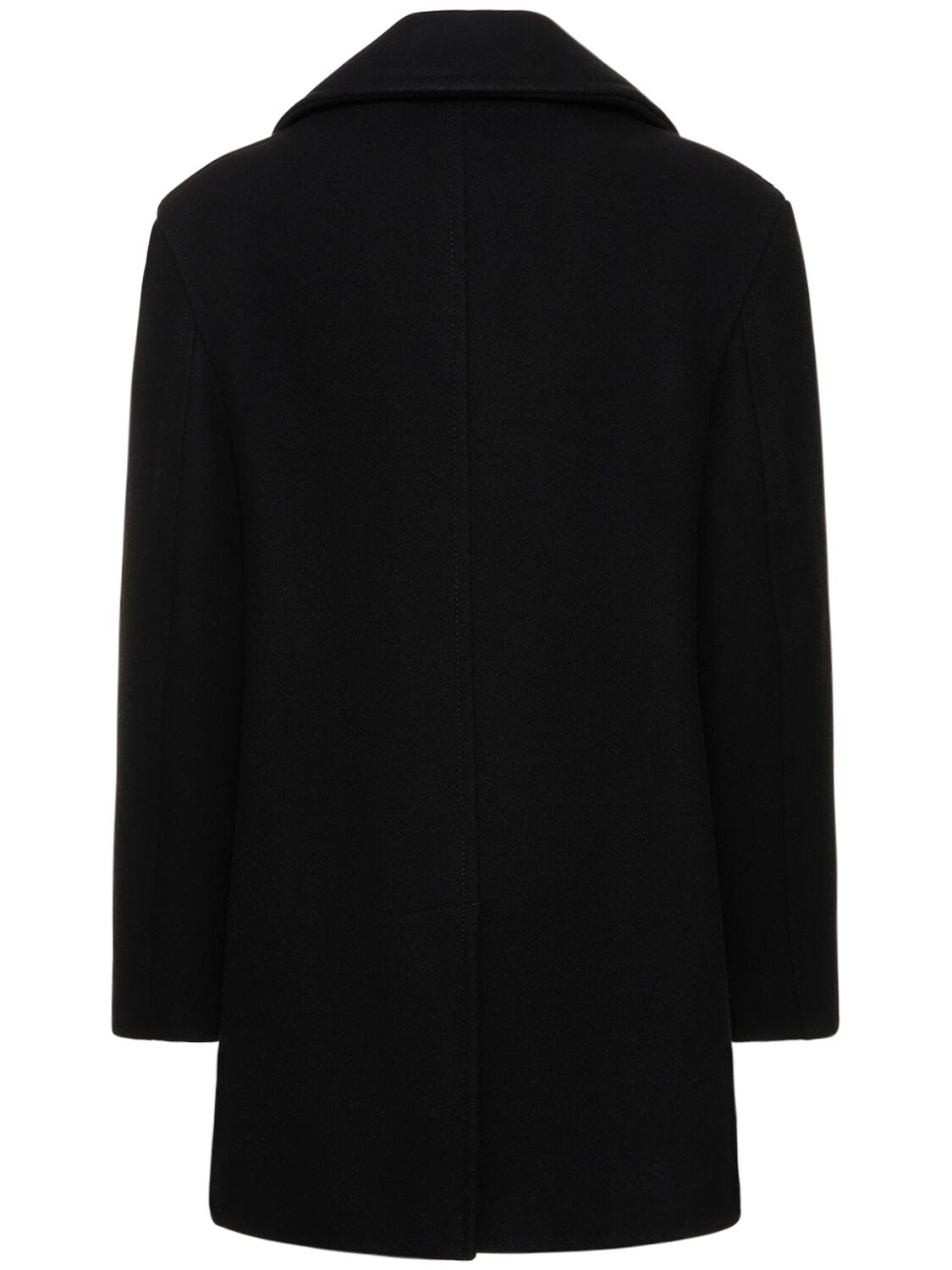 Shop Burberry Ashwater Wool Double Breasted Peacoat In Black