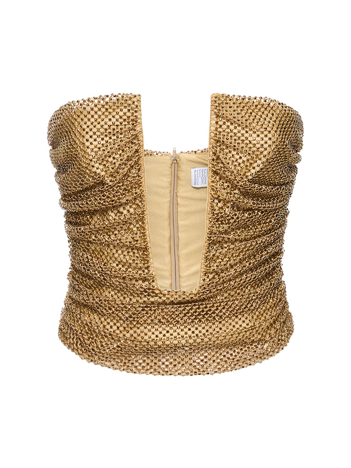 Giuseppe Di Morabito Embellished Embroidered Mesh Top In Gold