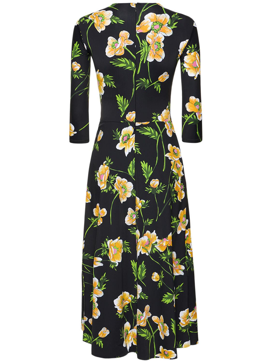 Shop Balenciaga Floral Pattern Nylon A-line Dress In Black,multi