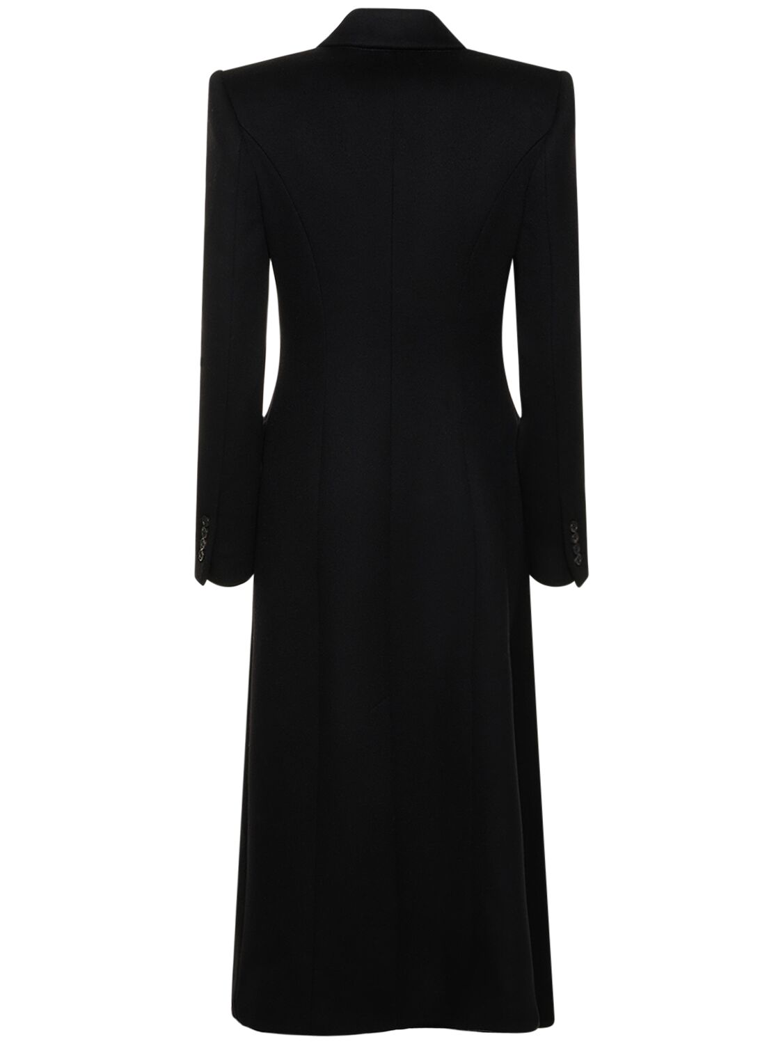 Shop Alexander Mcqueen Asymmetric Wool Long Coat In Black
