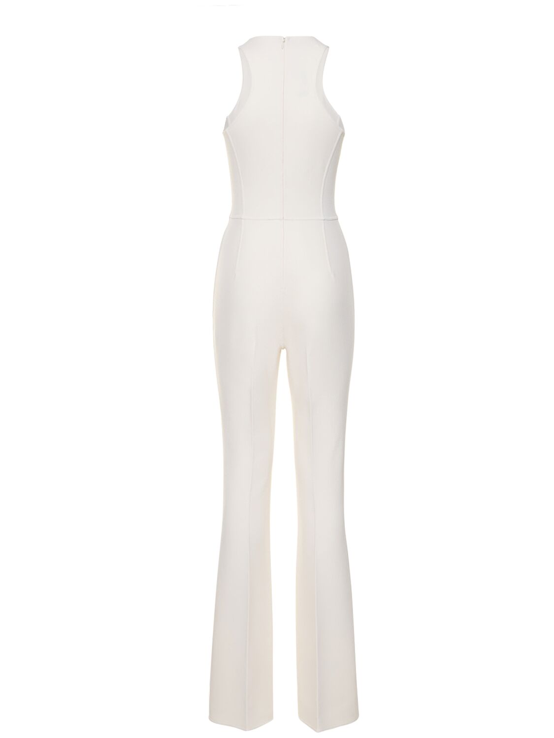 Shop Michael Kors Stretch Wool Crepe Jumpsuit In Ivory