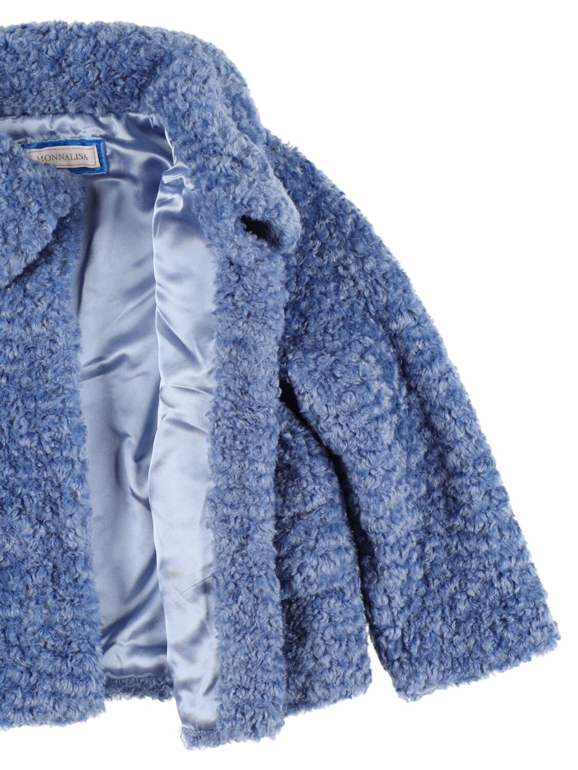 Shop Monnalisa Teddy Jacket In Light Blue
