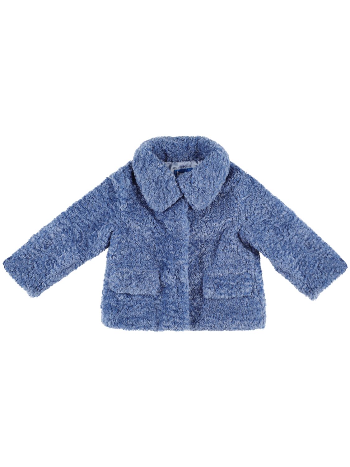 Shop Monnalisa Teddy Jacket In Light Blue