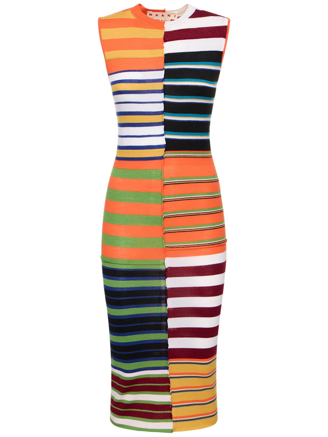 Multicolor Stripe Wool Knit Midi Dress – WOMEN > CLOTHING > DRESSES