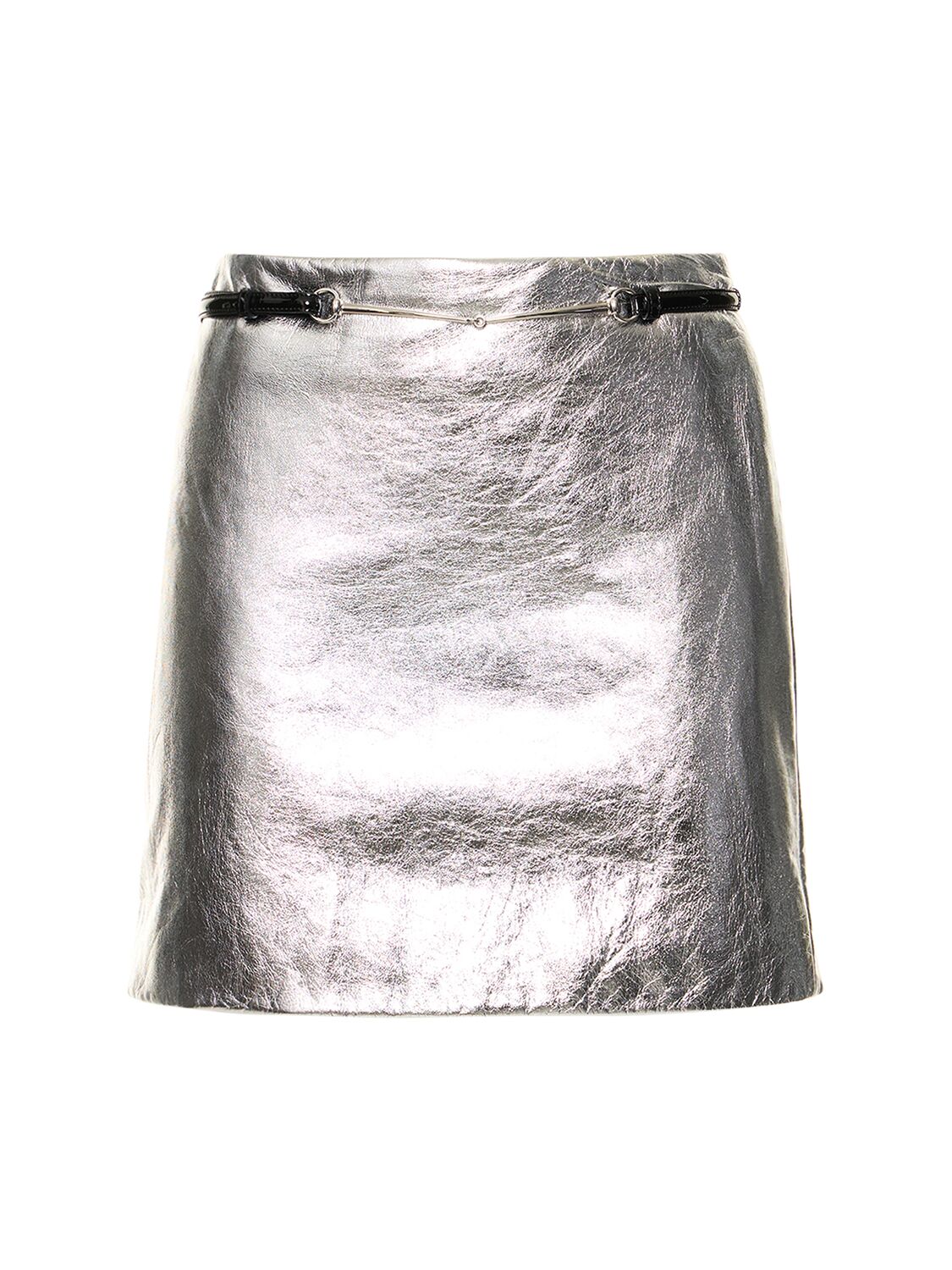Padded Metallic Leather Mini Skirt