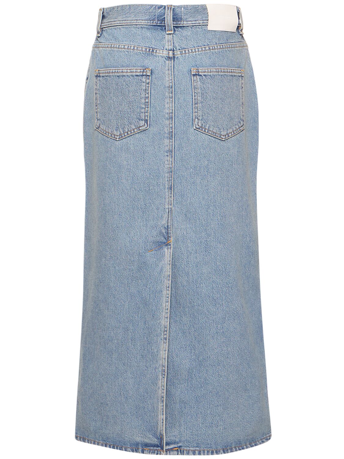 Shop Loulou Studio Rona Cotton Denim Long Skirt In Blue