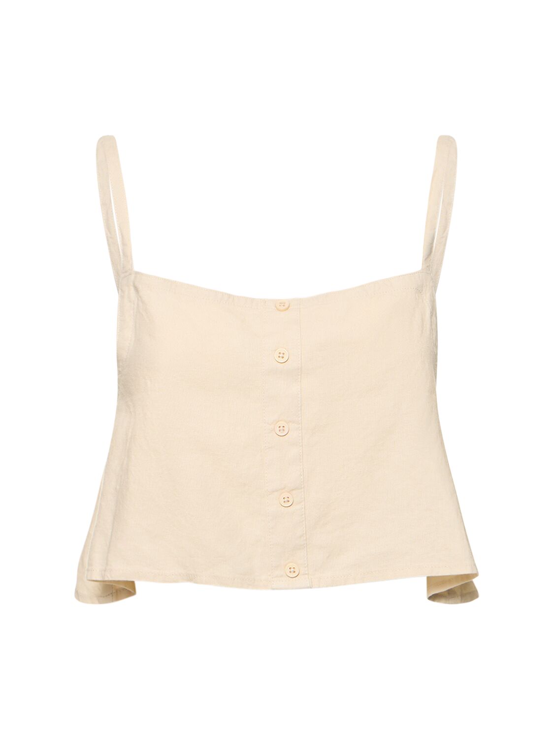 Image of Buttoned Linen Blend Top