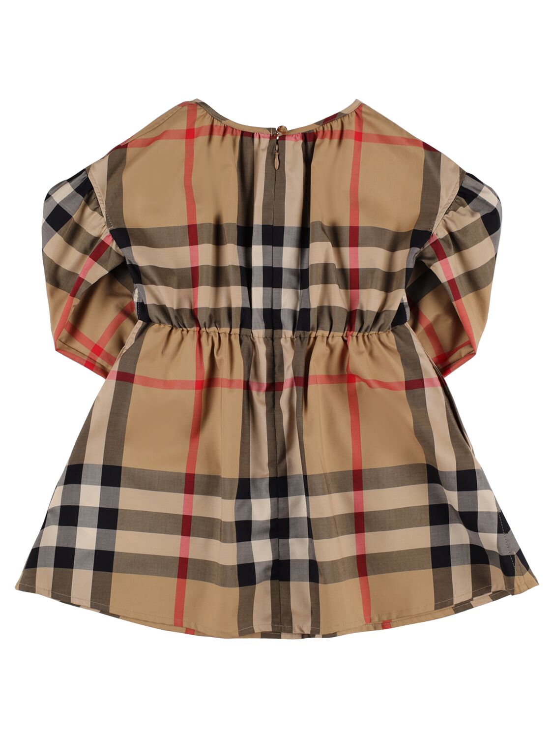 Shop Burberry Check Print Cotton Dress In Beige