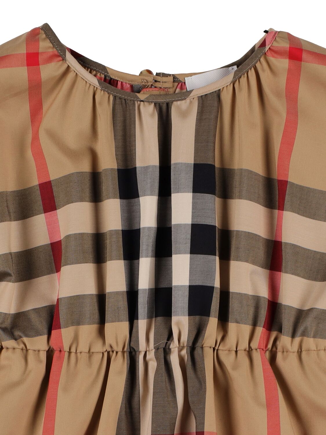 Shop Burberry Check Print Cotton Dress In Beige