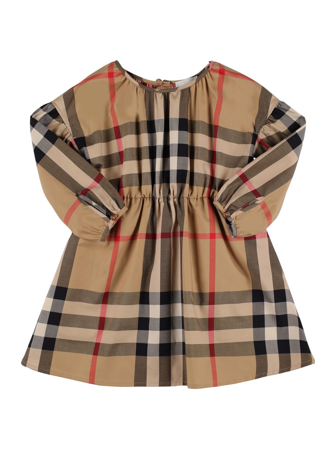 Burberry Kids' Check Print Cotton Dress In Brown