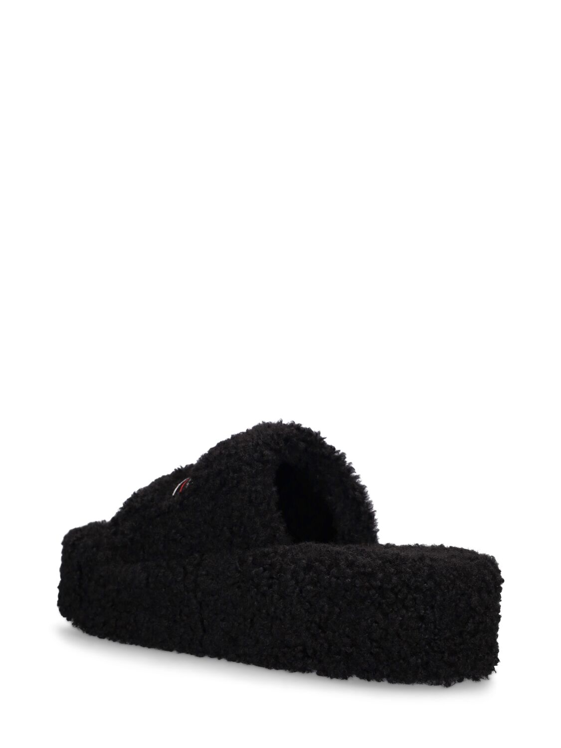 Shop Balenciaga 10mm Furry Faux Shearling Sandals In Black