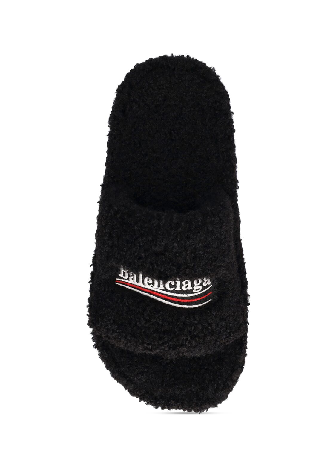 Shop Balenciaga 10mm Furry Faux Shearling Sandals In Black