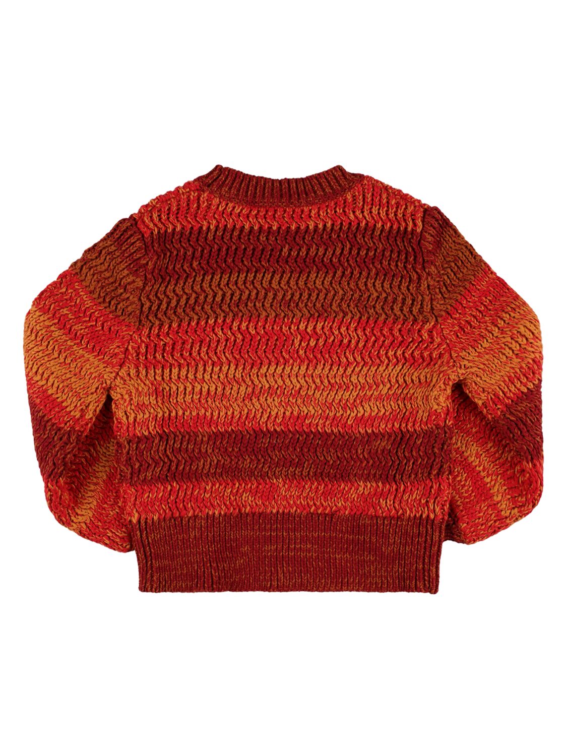 Shop Chloé Striped Organic Cotton & Wool Sweater In Orange