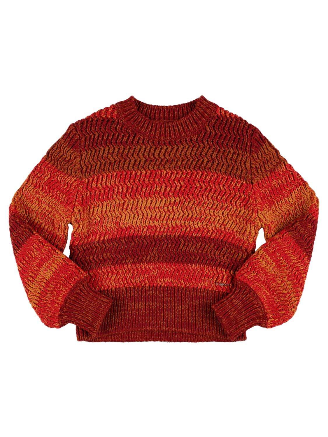 Shop Chloé Striped Organic Cotton & Wool Sweater In Orange