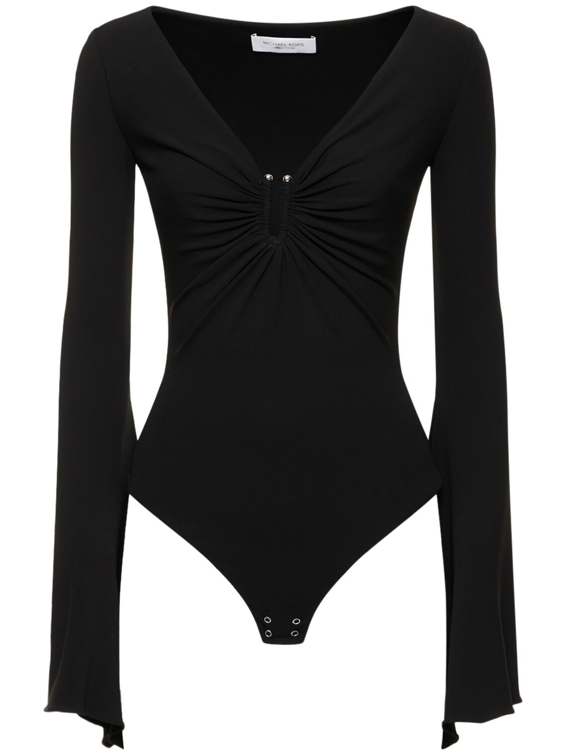 Michael Kors Stretch Viscose Jersey Bodysuit In Black