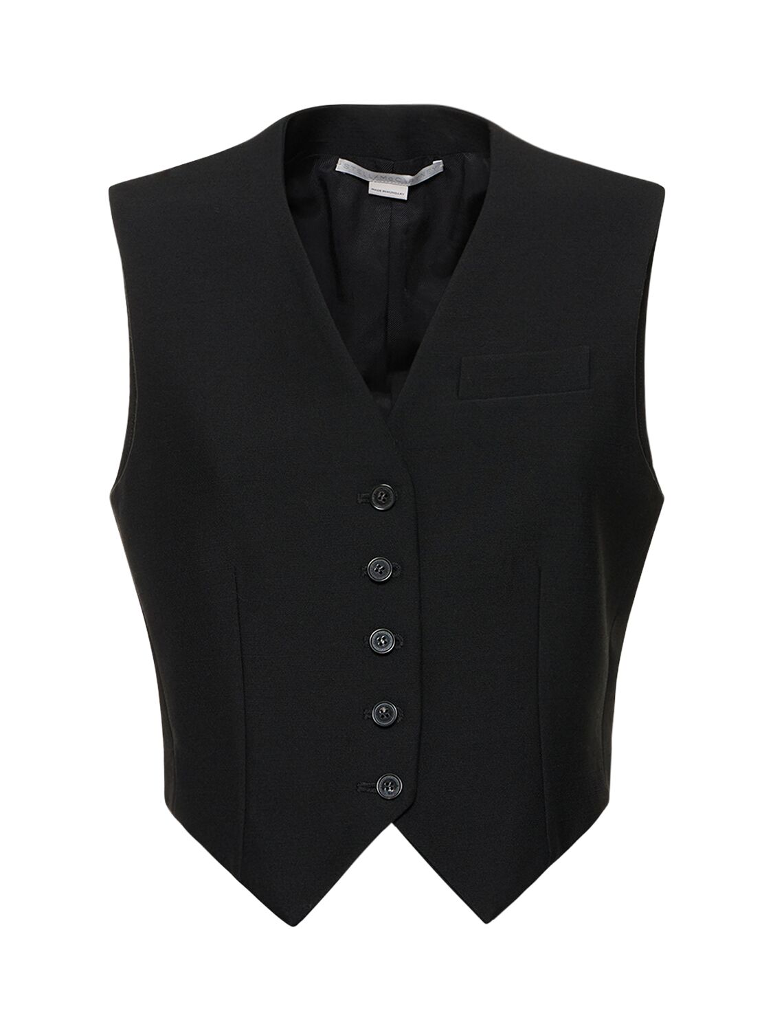 Shop Stella Mccartney Cropped Wool Vest In Black