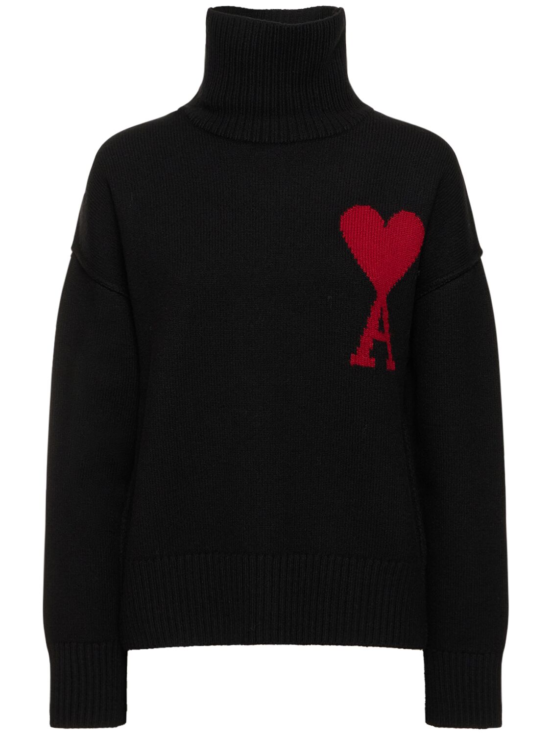 Red Adc Wool Turtleneck Sweater In Black Red