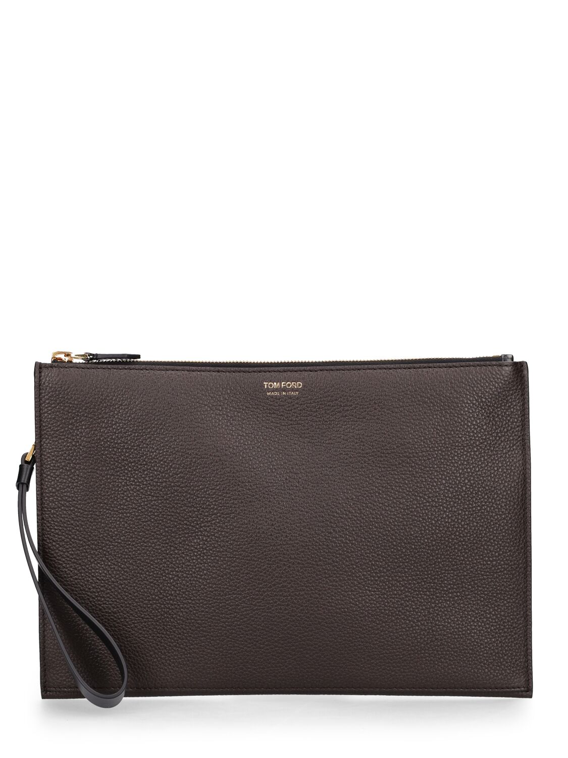 Tom Ford Logo Pouch In Chocolate,black