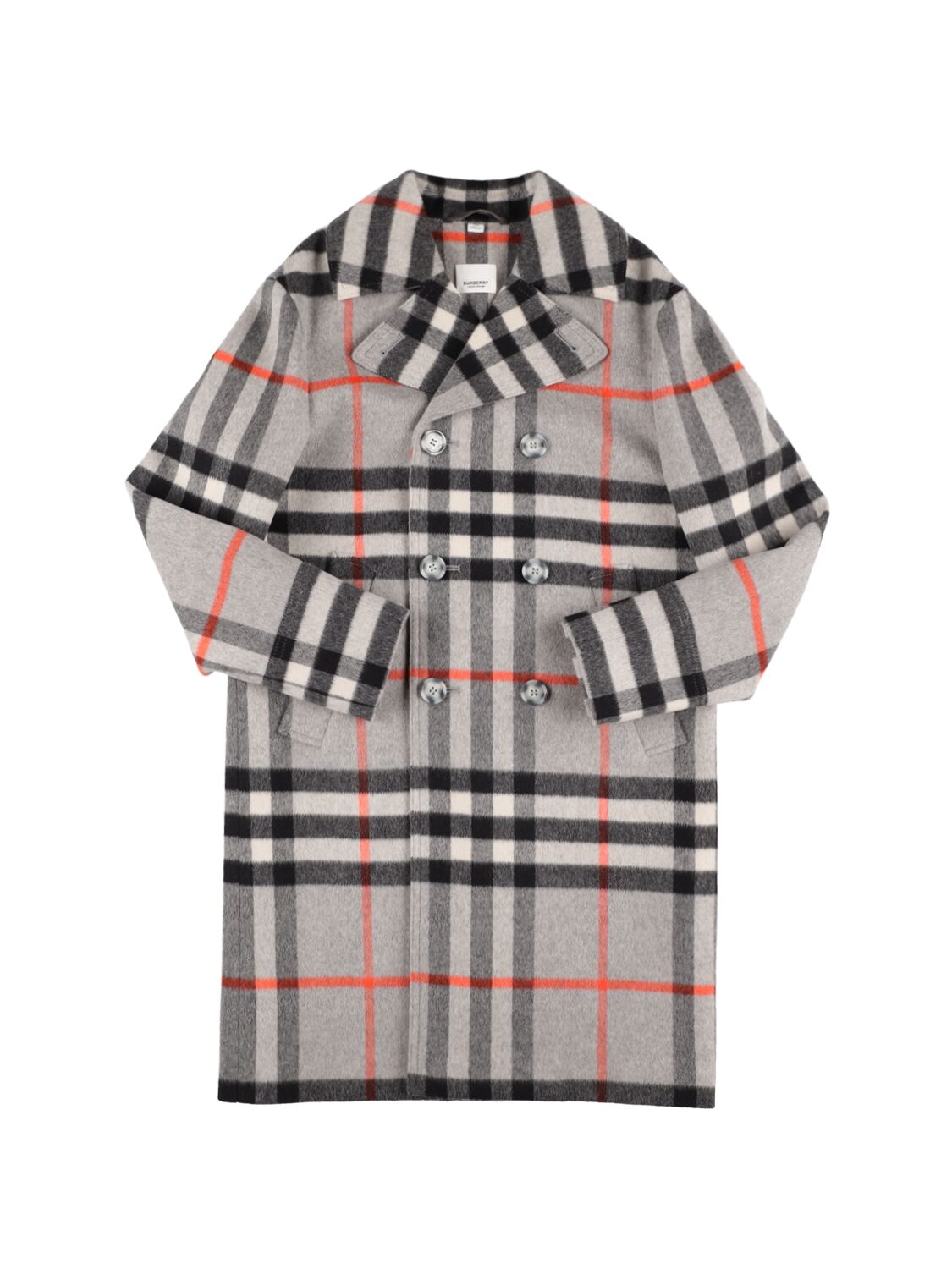 Burberry Kids' Check Print Wool & Cashmere Coat In Brown
