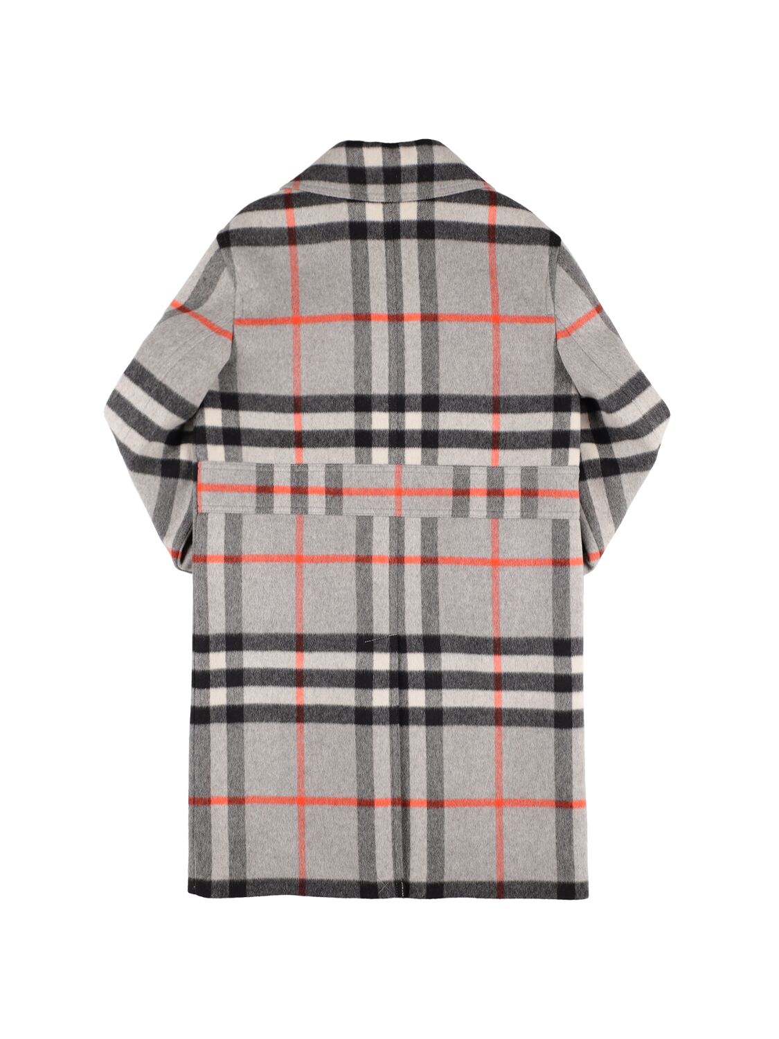 Shop Burberry Check Print Wool & Cashmere Coat In Grey