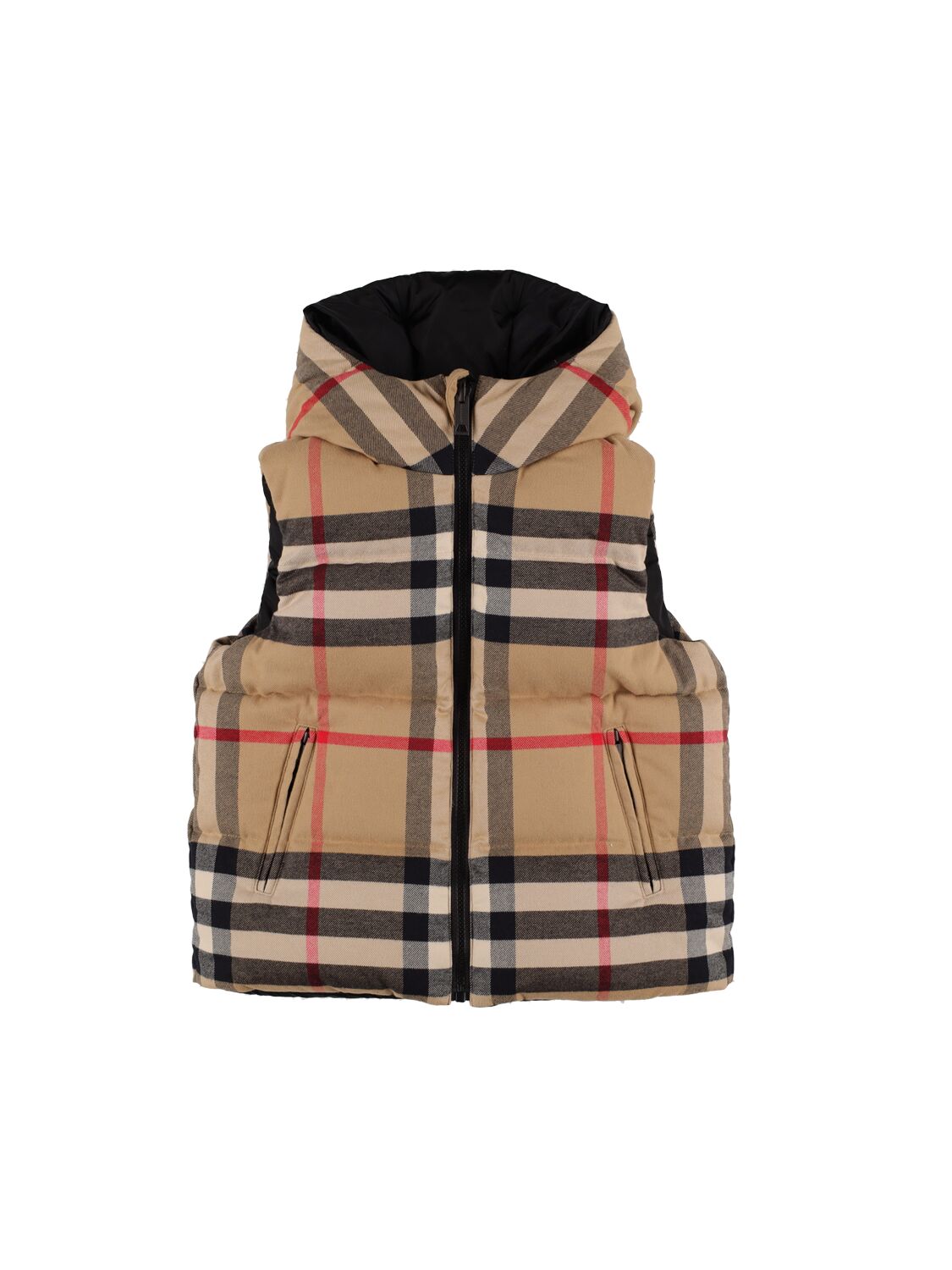 Image of Check Print Quilted Nylon Down Vest
