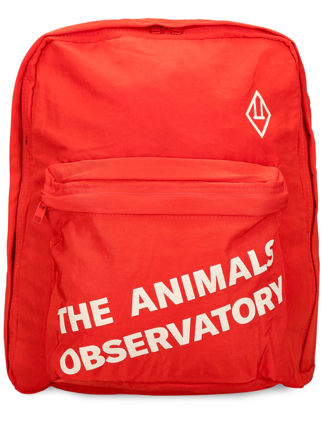 The Animals Observatory Kids' Logo Print Nylon Backpack In Red