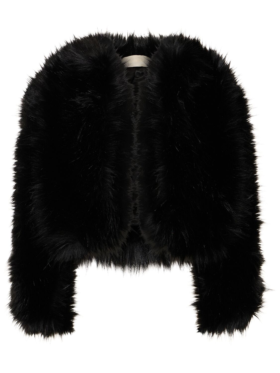 Elie Saab Faux Fur Crop Jacket In Black