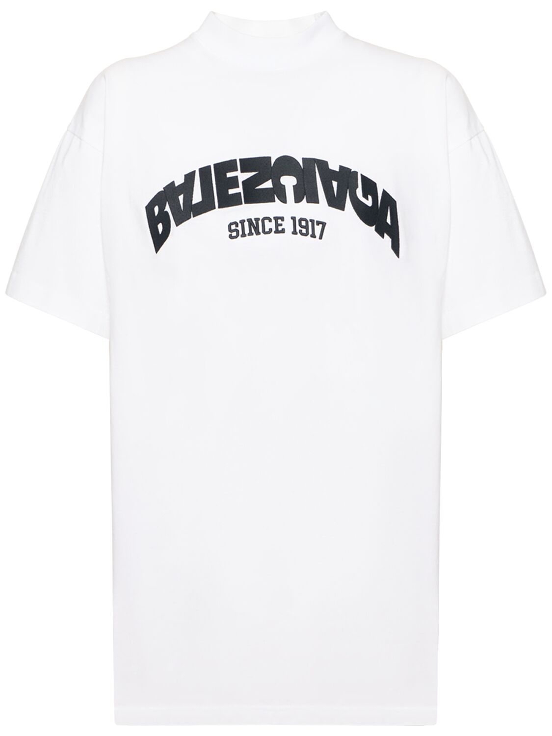 Balenciaga Logo Oversize Cotton Jersey T-shirt In White