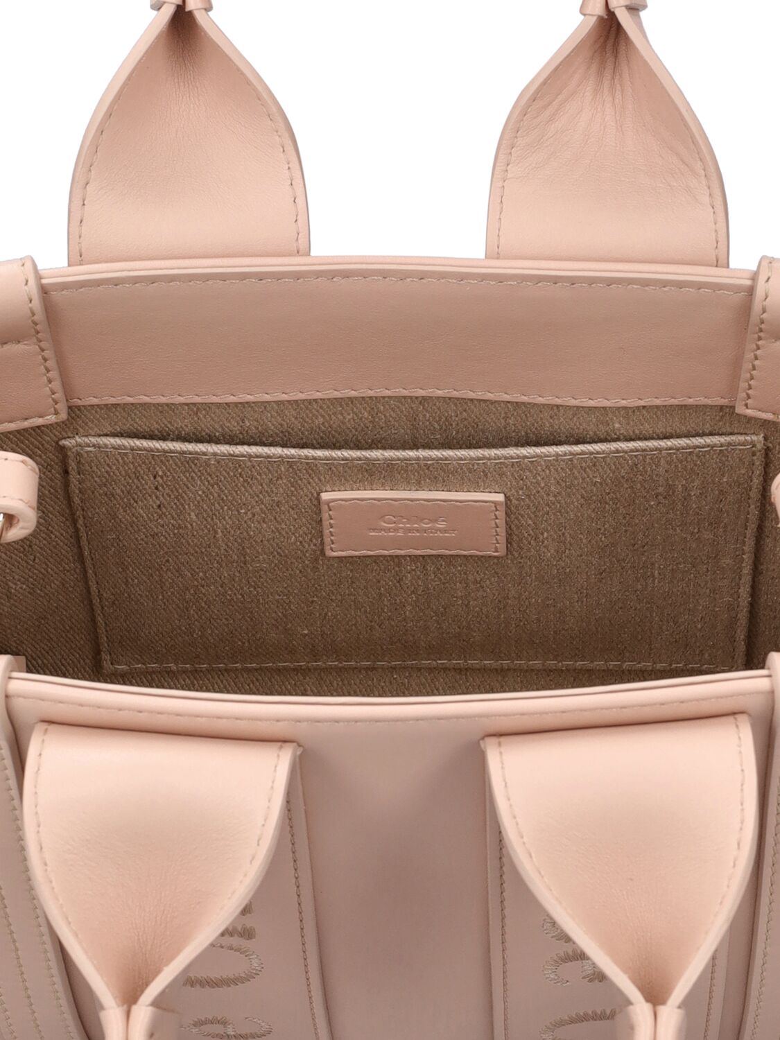 Shop Chloé Small Woody Leather Tote Bag In Cement Pink