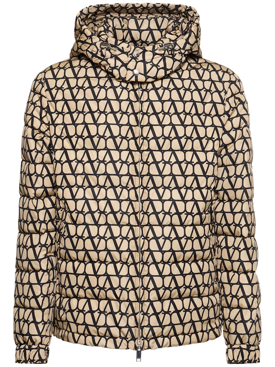 Valentino Toile Iconographe Padded Down Jacket In Beige,black