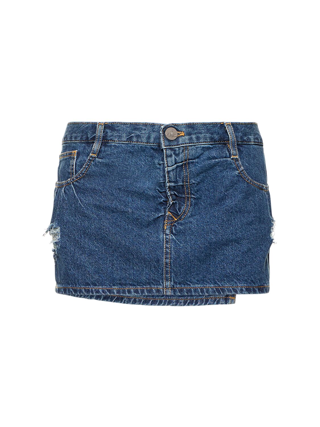 Crewe Denim Mini Skirt W/ Orb Logo