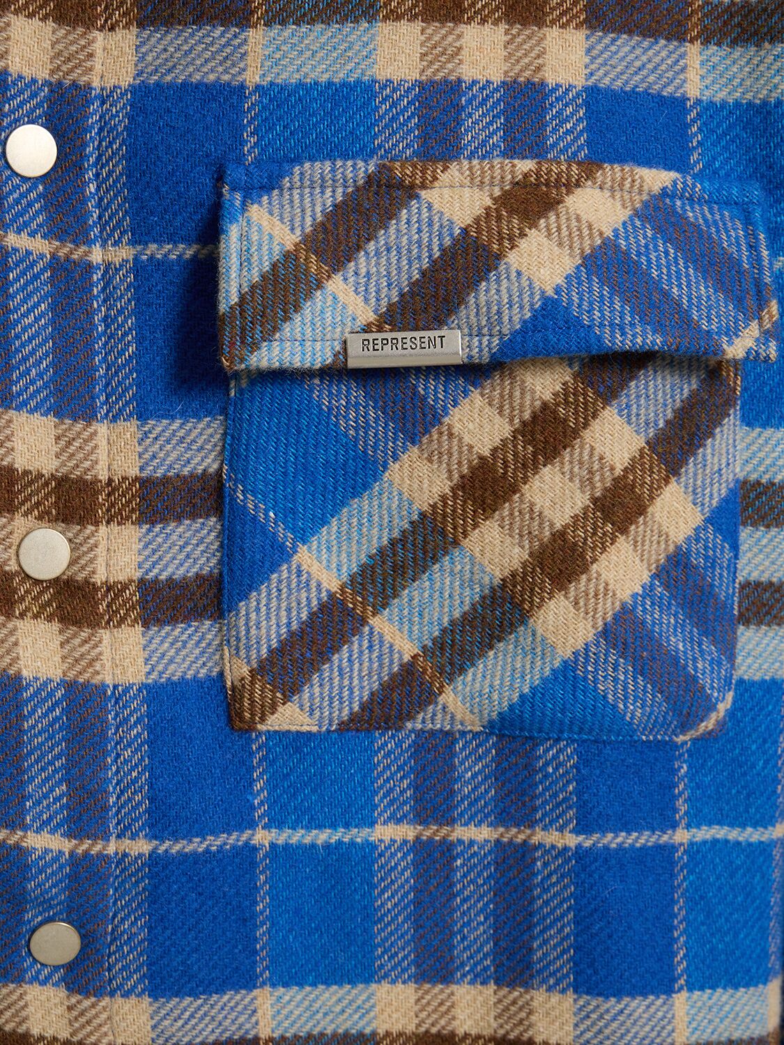 Shop Represent Checked Flannel Shirt W/ Logo Embroidery In Blue,orange