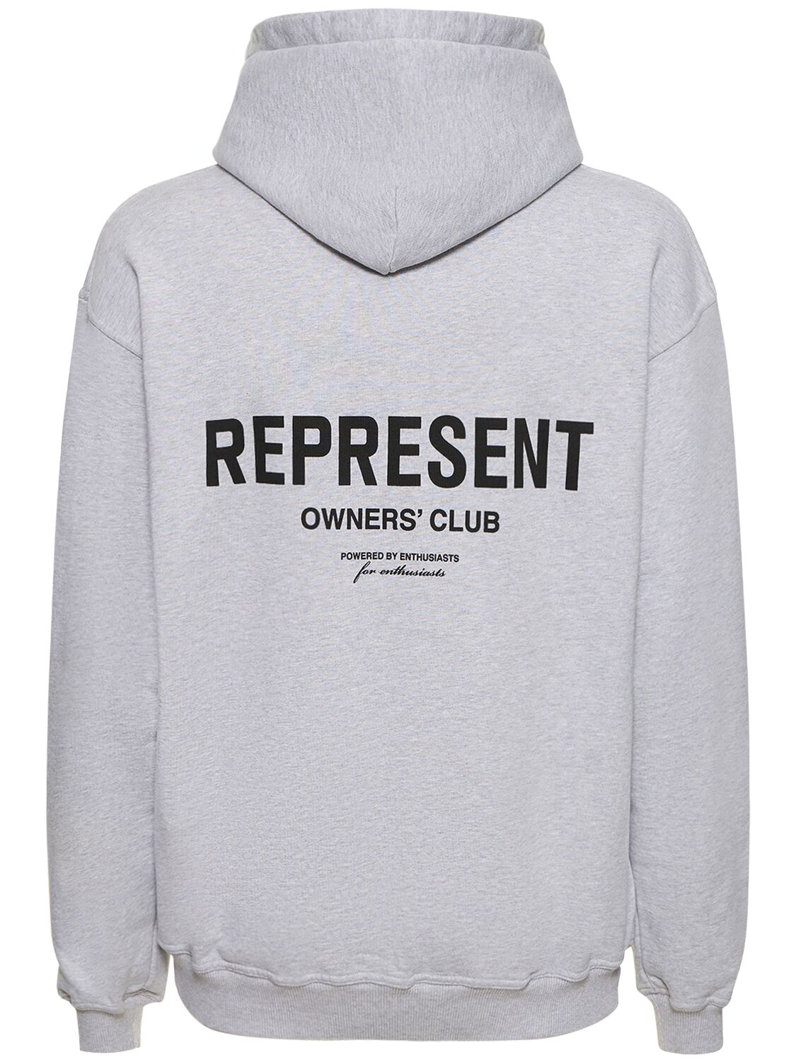 Shop Represent Owners Club Logo Cotton Hoodie In Grey