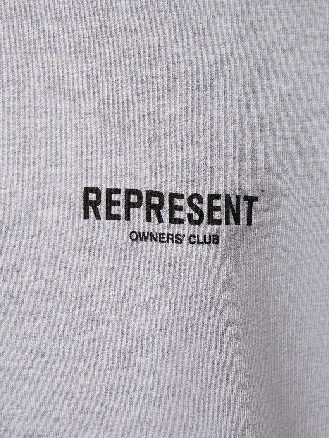 Shop Represent Owners Club Logo Cotton Hoodie In Grey