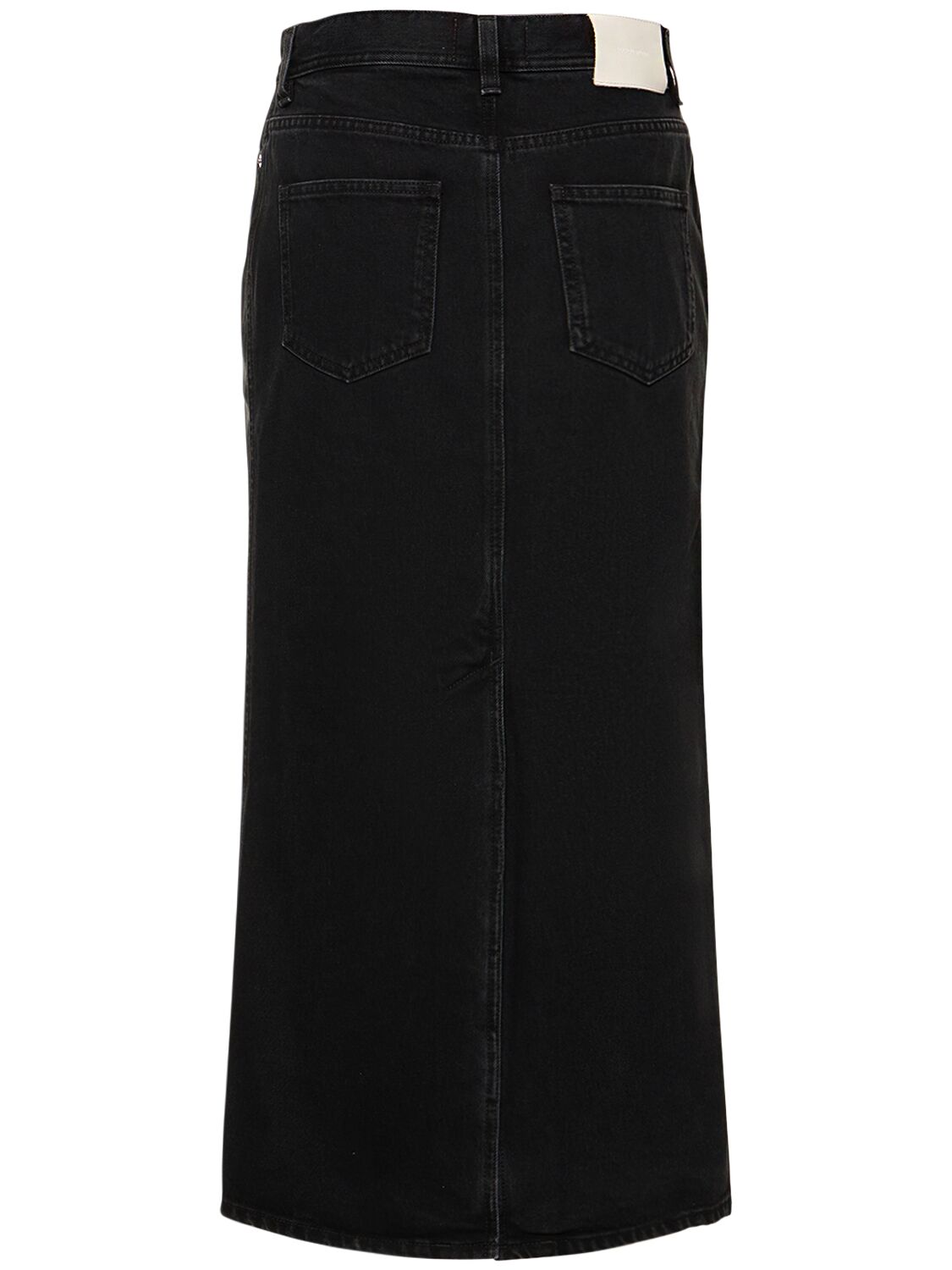 Shop Loulou Studio Rona Cotton Denim Long Skirt In Washed Grey