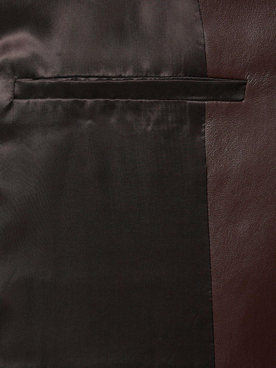 Shop Nanushka Hadasa Faux Leather Jacket In Brown