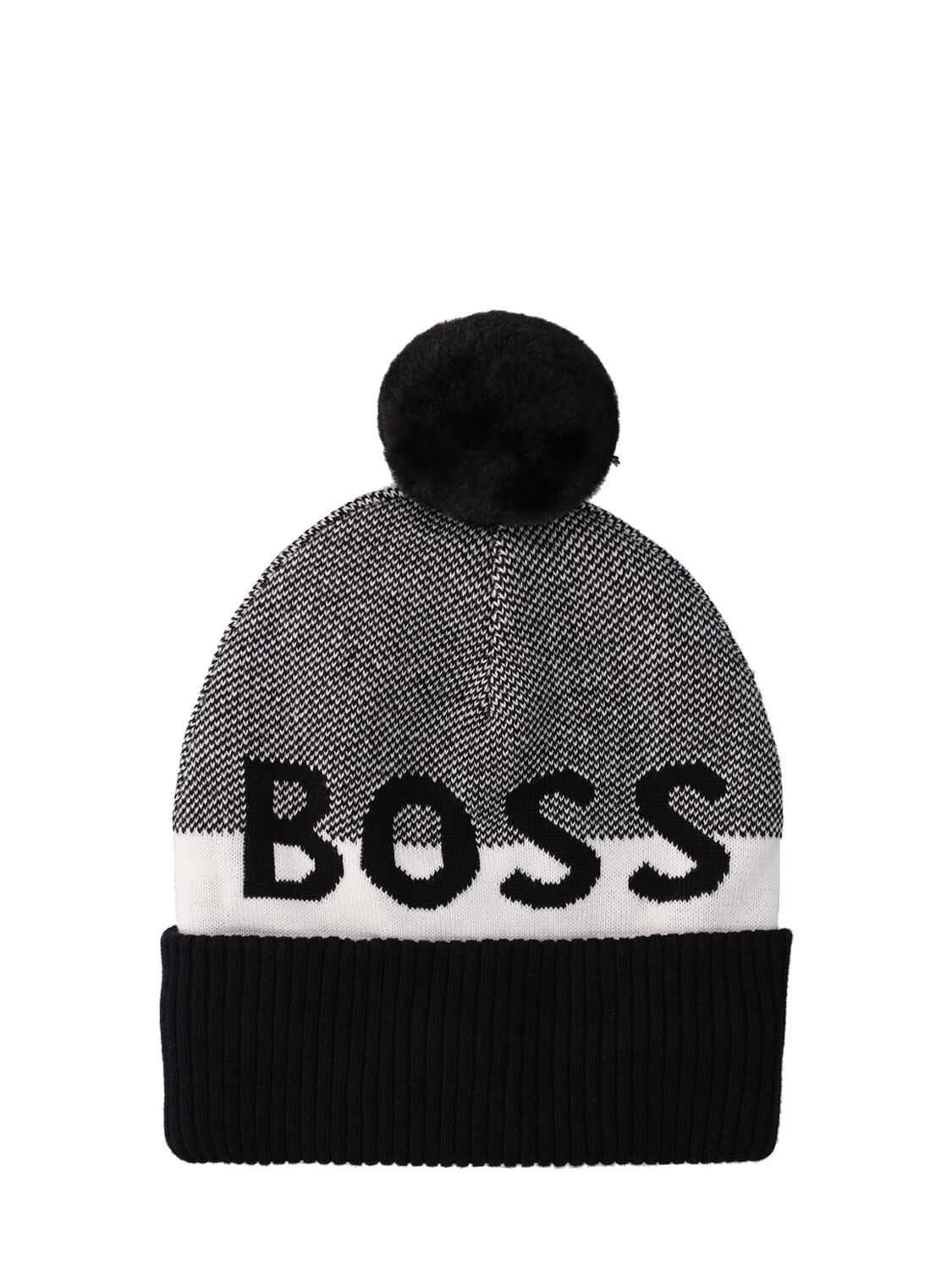 Hugo Boss Kids' Boss Boys Black Cotton Knit Bobble Hat