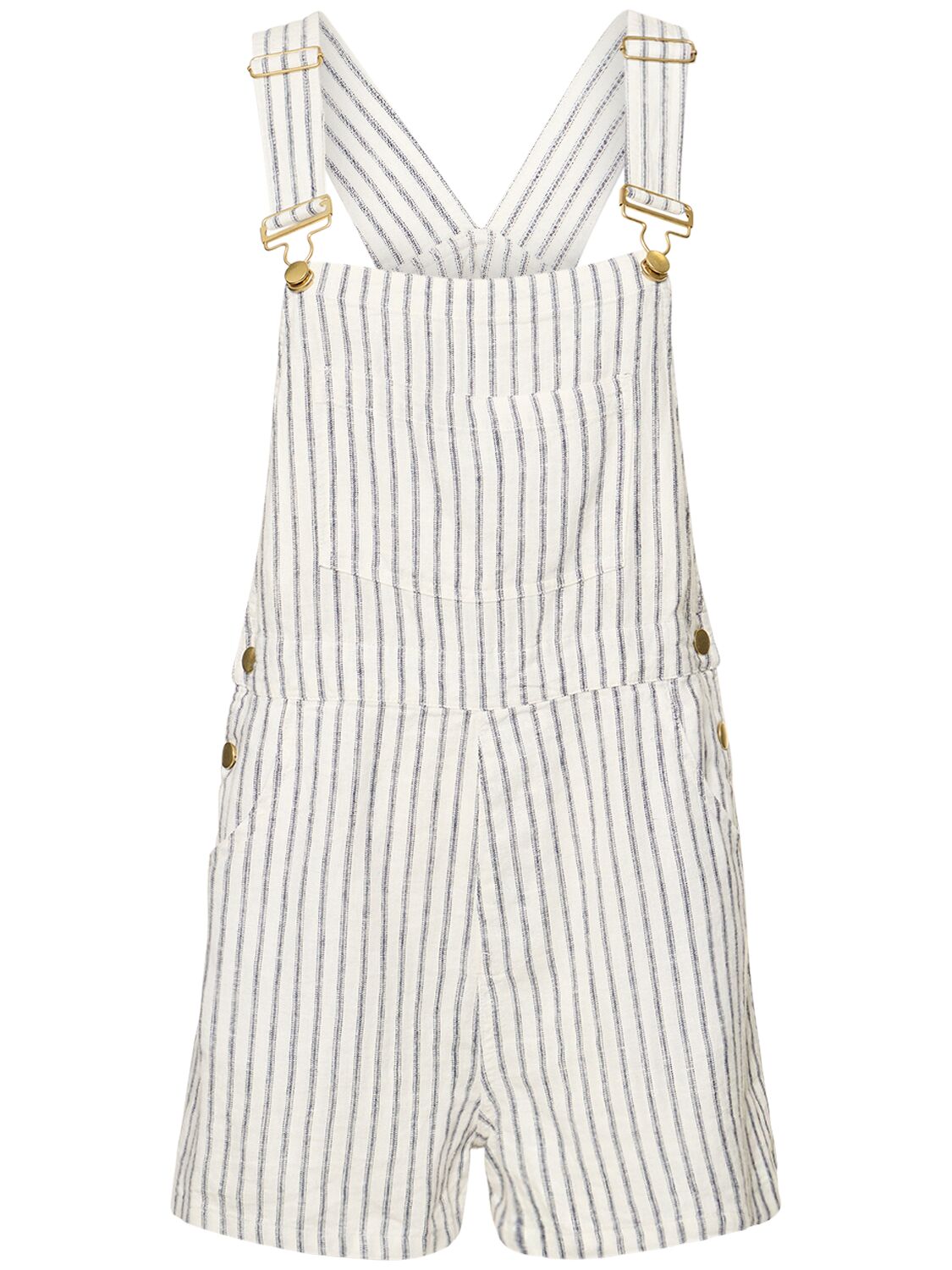 Shop Weworewhat Striped Linen Blend Playsuit In Blue,white