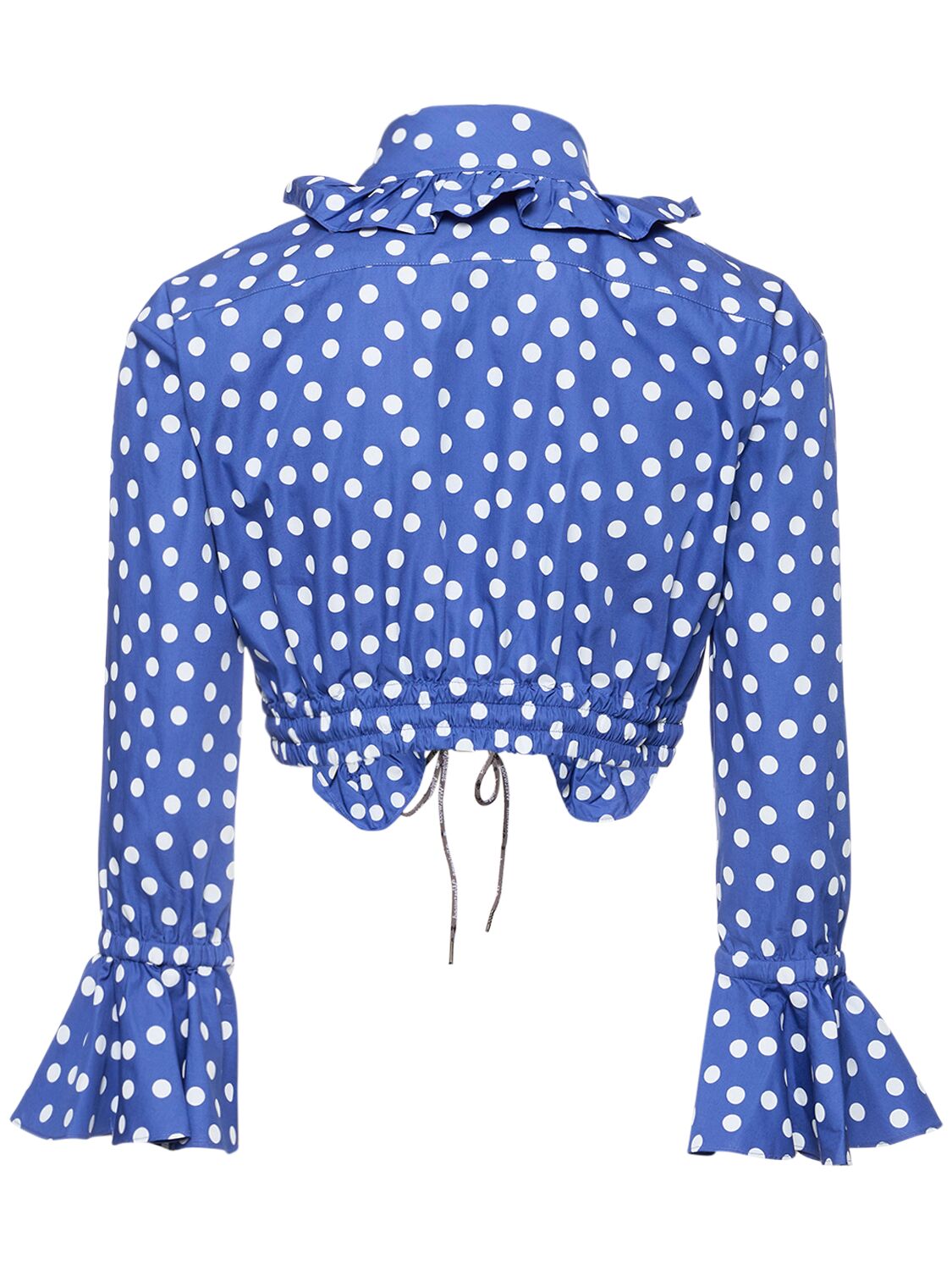 Shop Vivienne Westwood Heart Printed Cotton Cropped Shirt In Blue,white