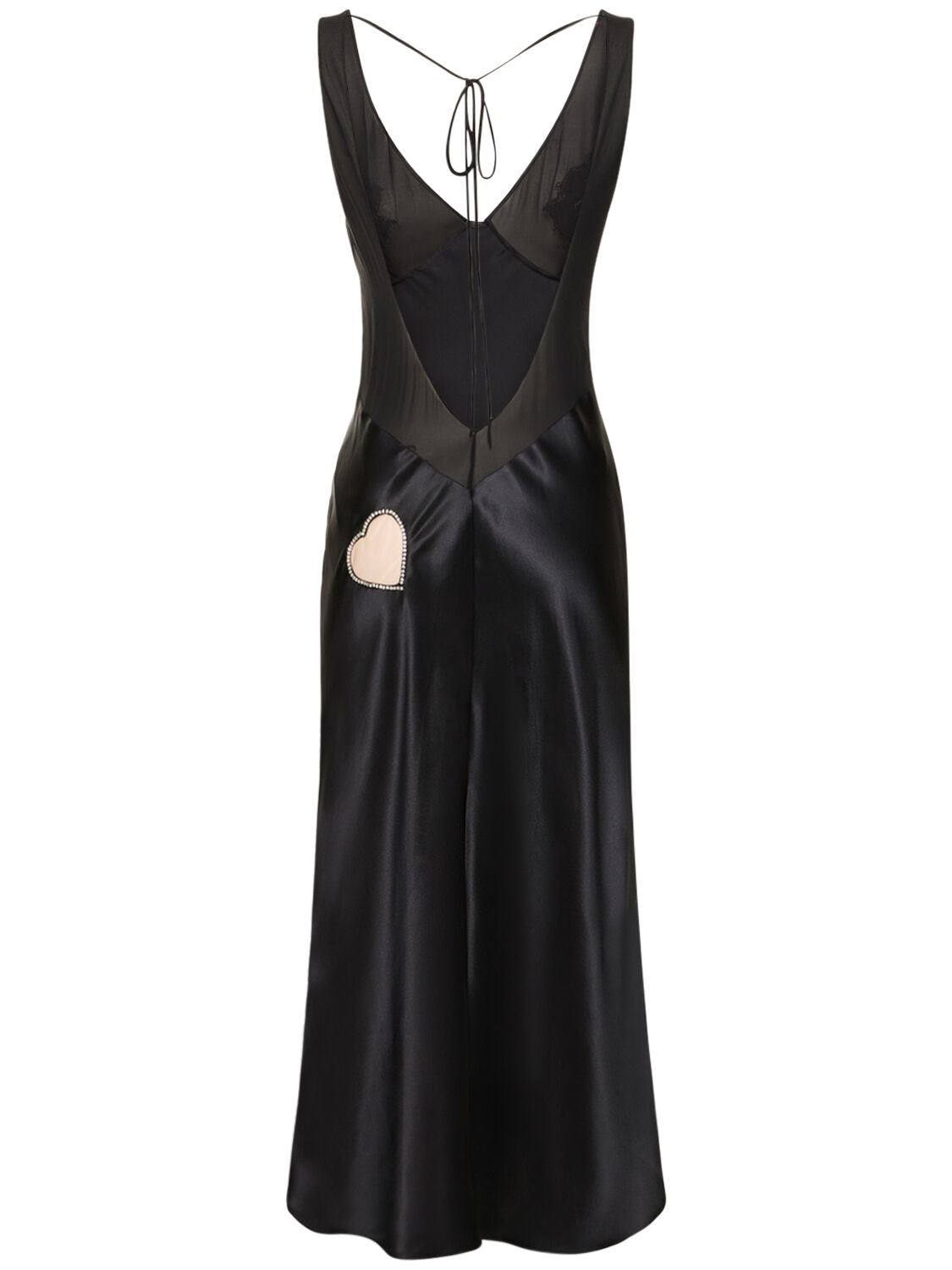 Shop Fleur Du Mal Embellished Silk Dress W/cutout In Black