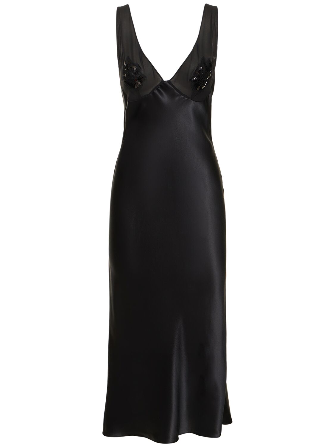 Fleur Du Mal Embellished Silk Dress W/cutout In Black