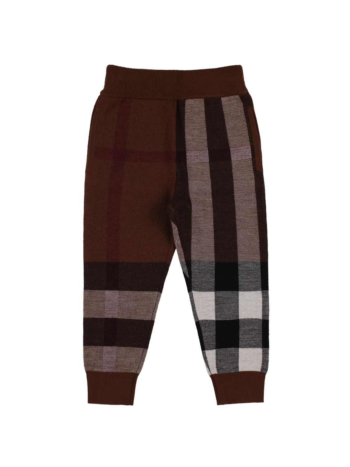Burberry Kids' Check Print Wool Sweatpants In Brown