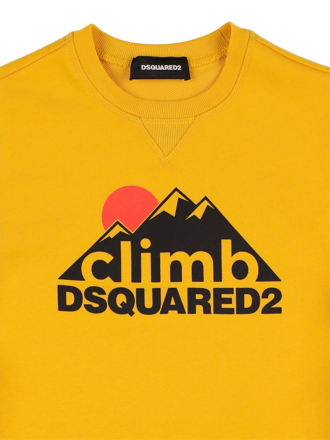 Shop Dsquared2 Logo Printed Cotton Sweatshirt In Yellow