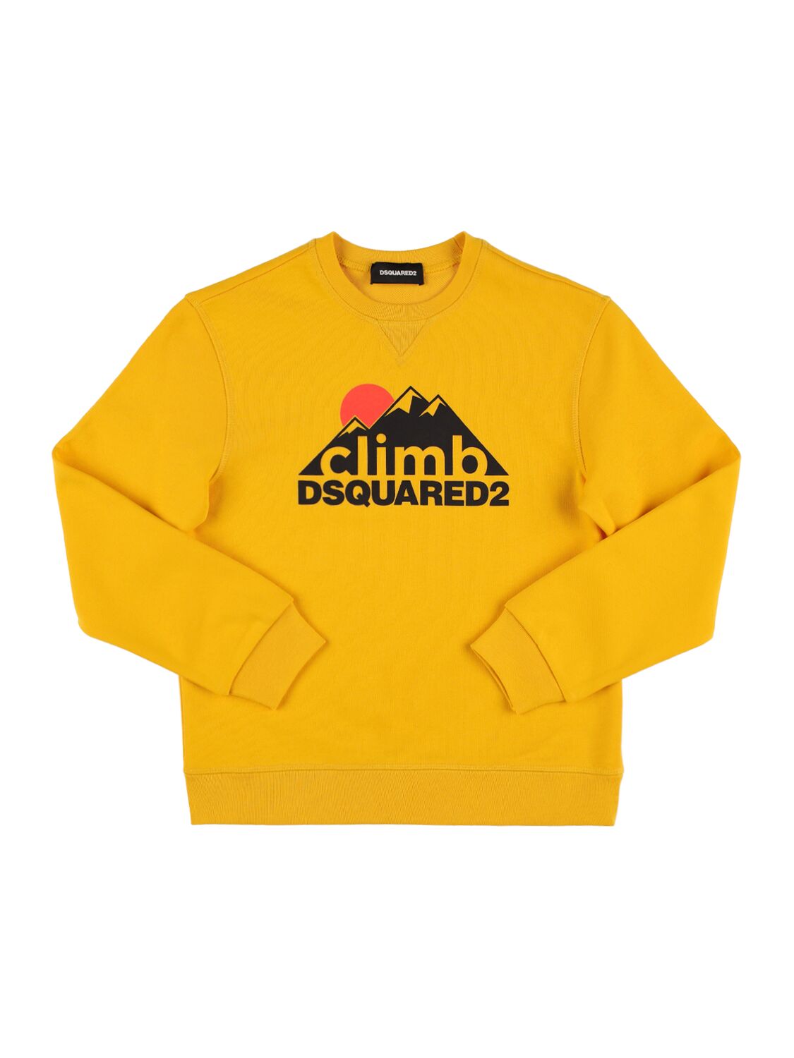 Dsquared2 Kids' Logo Printed Cotton Sweatshirt In Yellow